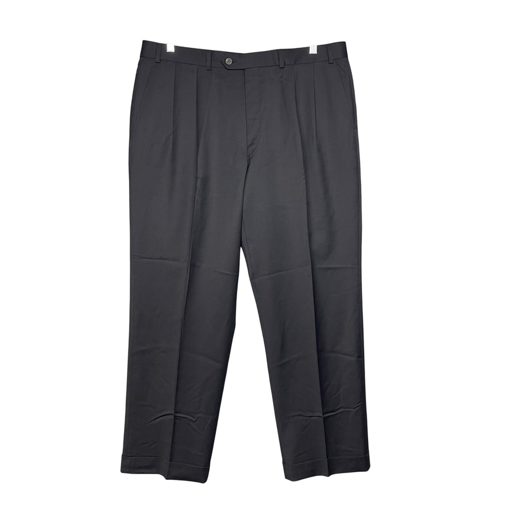 Ralph Lauren Dress Pants Mens 38x29 Black Pleated Wool Trousers Canada Classic